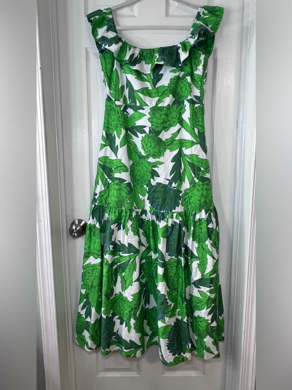 Hyacinth House Green Dandelion Floral Off-The Shoulder Giselle Dress Size M - Picture 3 of 15